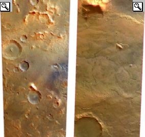 Foto della sonda Mars Express della zona nord e della zona sud-est del Bacino Hellas