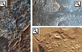 Foto della Aonia Terra a sinistra e di due Mensae, Deuteronilus Mensae in alto a destra, Nepentes Mensae in basso a destra.