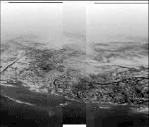 Puzzle effettuato con alcune immagini inviate da Huygens durante la discesa su Titano (Esa, NASA)