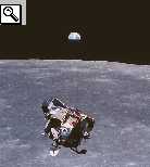 il Modulo Lunare Eagle in fase di allunaggio