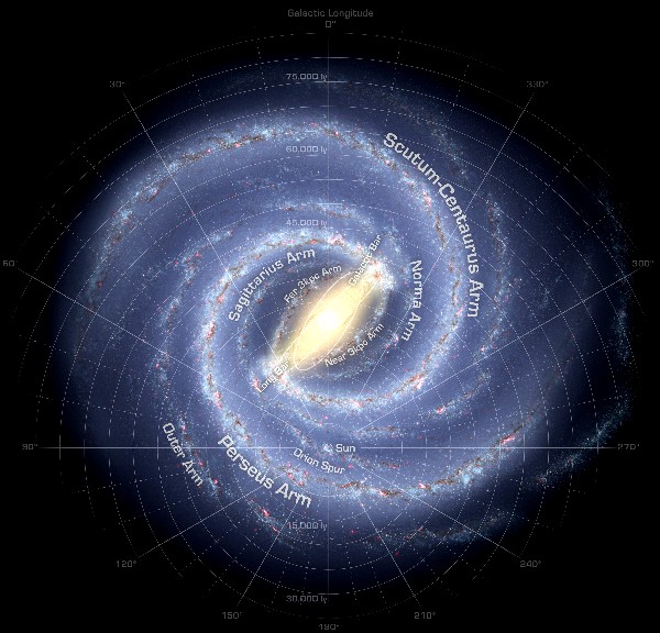 La struttura a braccia della galassia barrata Via Lattea