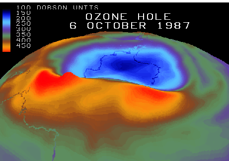 Immagine della NASA del buco nell'ozono 