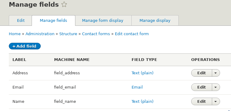 Contact form features