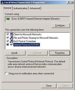 XP window: net connect properties